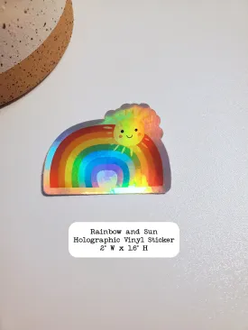 Rainbow and Sun Holographic Vinyl Sticker
