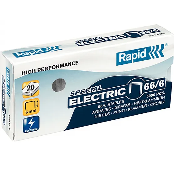 Rapid Strong Staples Special Electric 66/6 6mm Box 5000 Pack 10