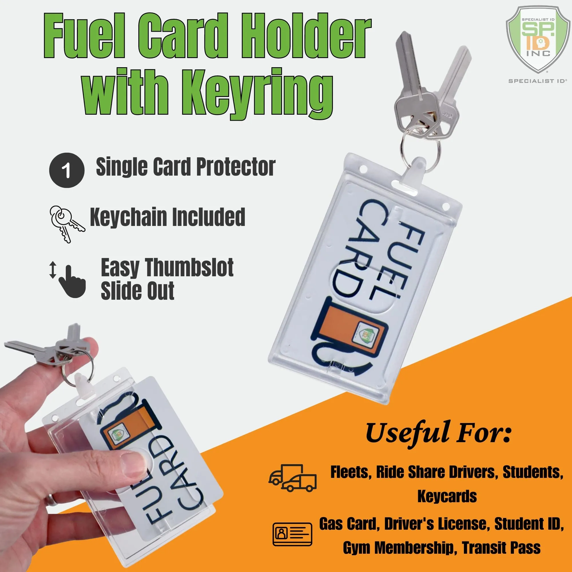 Rigid Fuel Card Holder with Key Ring