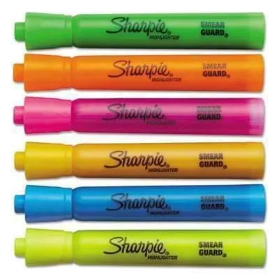 Sharpie® Accent Tank Style Highlighter, Chisel Tip, Assorted Colors, 6/Set