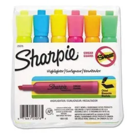Sharpie® Accent Tank Style Highlighter, Chisel Tip, Assorted Colors, 6/Set