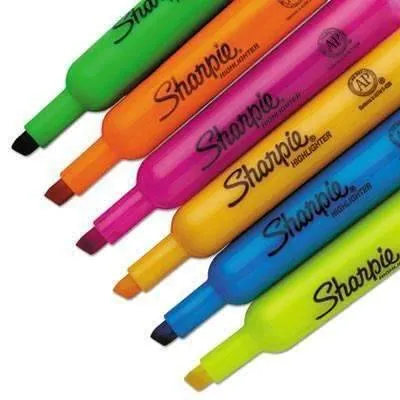 Sharpie® Accent Tank Style Highlighter, Chisel Tip, Assorted Colors, 6/Set