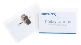 SICURIX Clip/Pin Combo Style Printable Badge Kit 3 1/2" x 2 1/4" Horizontal 50 Pack (67675)