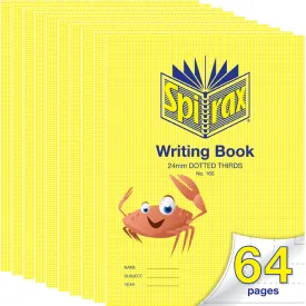 Spirax 160 Writing Book Dotted Thirds 24mm 70GSM 64 Page 330x240mm Crab 10 Pack
