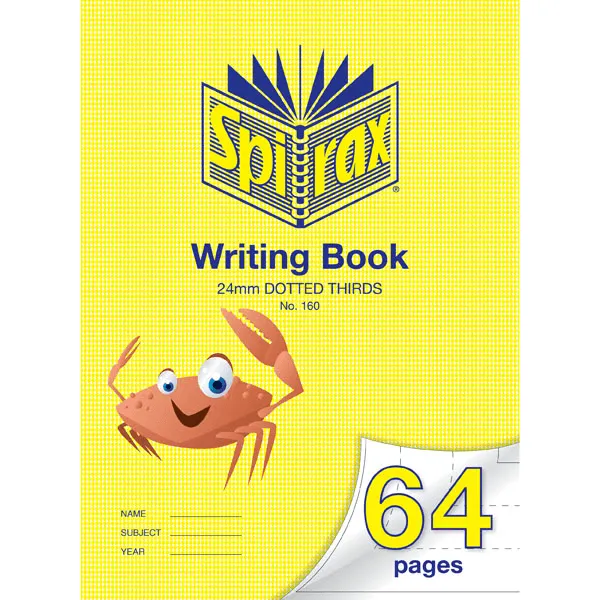 Spirax 160 Writing Book Dotted Thirds 24mm 70GSM 64 Page 330x240mm Crab 10 Pack