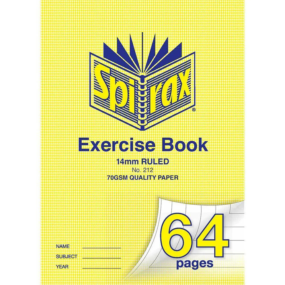 Spirax 212 Exercise Book Ruled 14Mm 70Gsm 64 Page A4