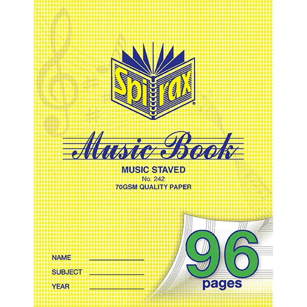 Spirax 242 Music Book 96 Page 225 X 175Mm