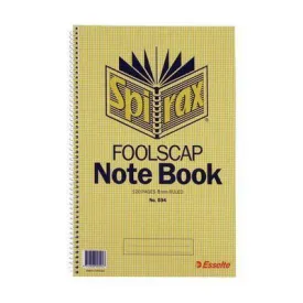 Spirax 594 Notebook Spiral Bound Side Open 120 Page Foolscap 322 X 200Mm