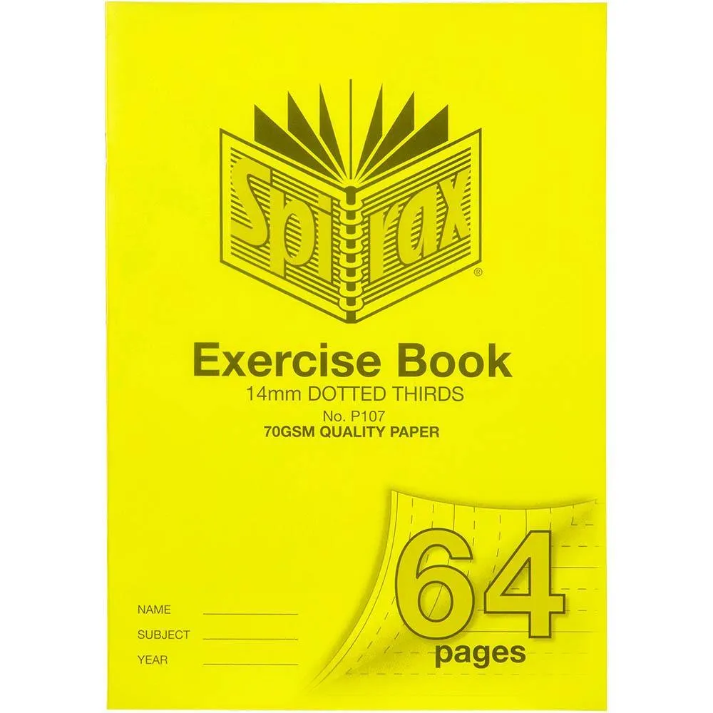 Spirax P107 Exercise Book Dotted Thirds 14Mm 70Gsm 64 Page A4 Yellow