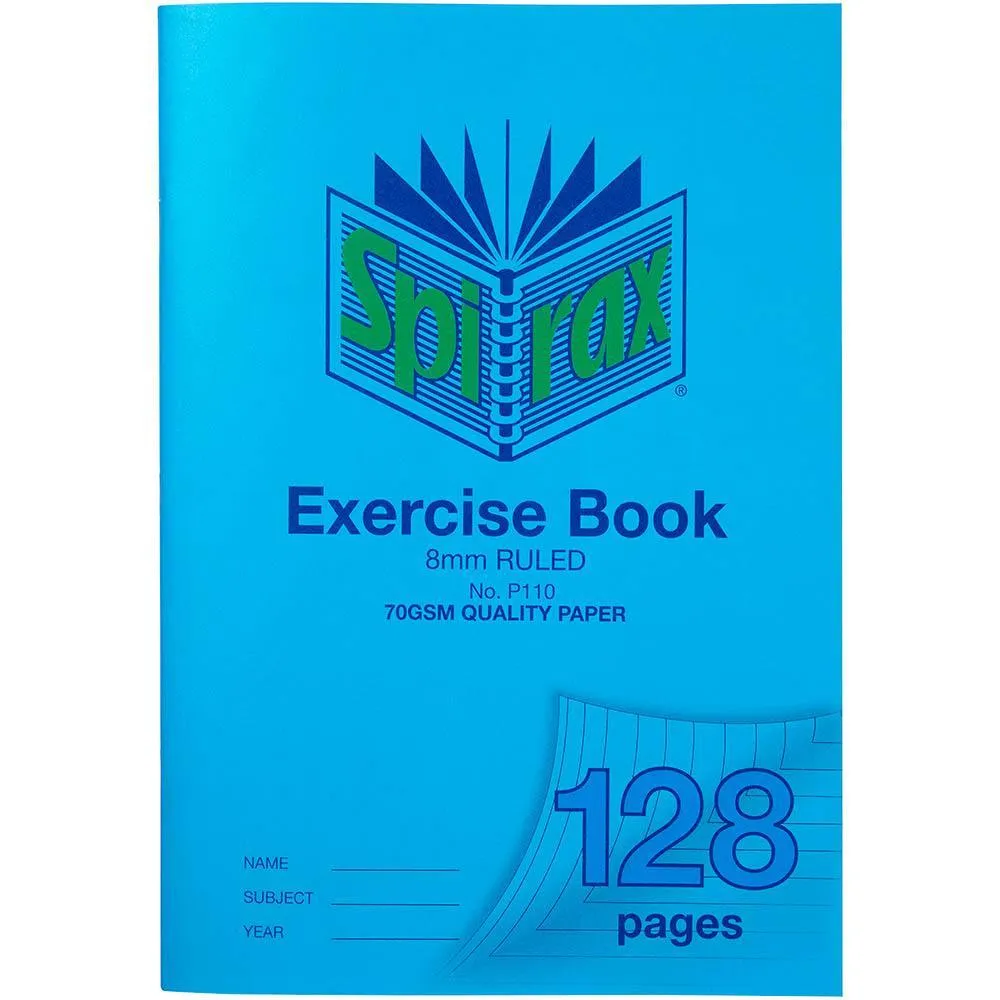 Spirax P110 Exercise Book Ruled 8Mm 70Gsm 128 Page A4 Blue