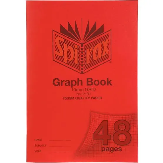 Spirax P130 Graph Book 10mm Grid 48 Page A4 Red 20 Pack