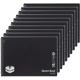 Spirax P534 Sketch Book Spiral Bound Side Open 40 Page A4 Black Pack 10