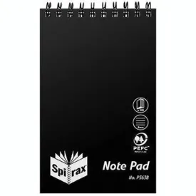 Spirax P563B Reporters Notebook Spiral Bound Top Opening 300 Page 200 X 127Mm Black