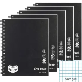 Spirax P592G Grid Book 5mm 240 Page 222x178mm Black 5 Pack