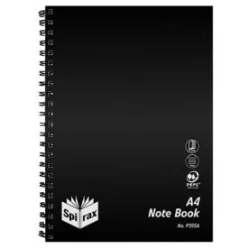 Spirax P595A Notebook 8Mm Ruled Polypropylene Cover Spiral Bound 240 Page A4 Black
