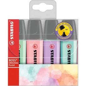 Stabilo Boss Highlighters 4pk Pastel Colours