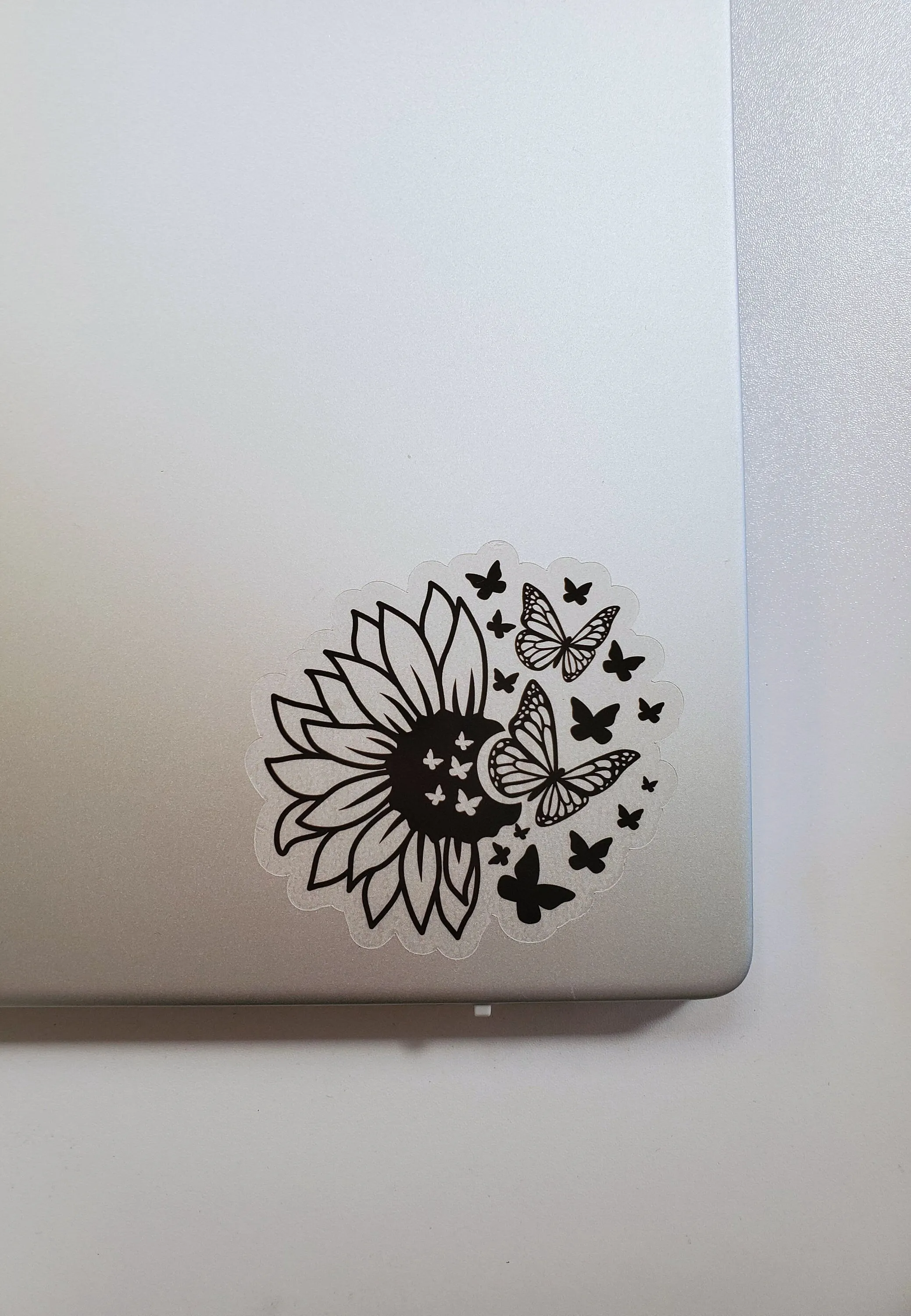 Sunflower and Butterflies Clear Vinyl Sticker - Style B