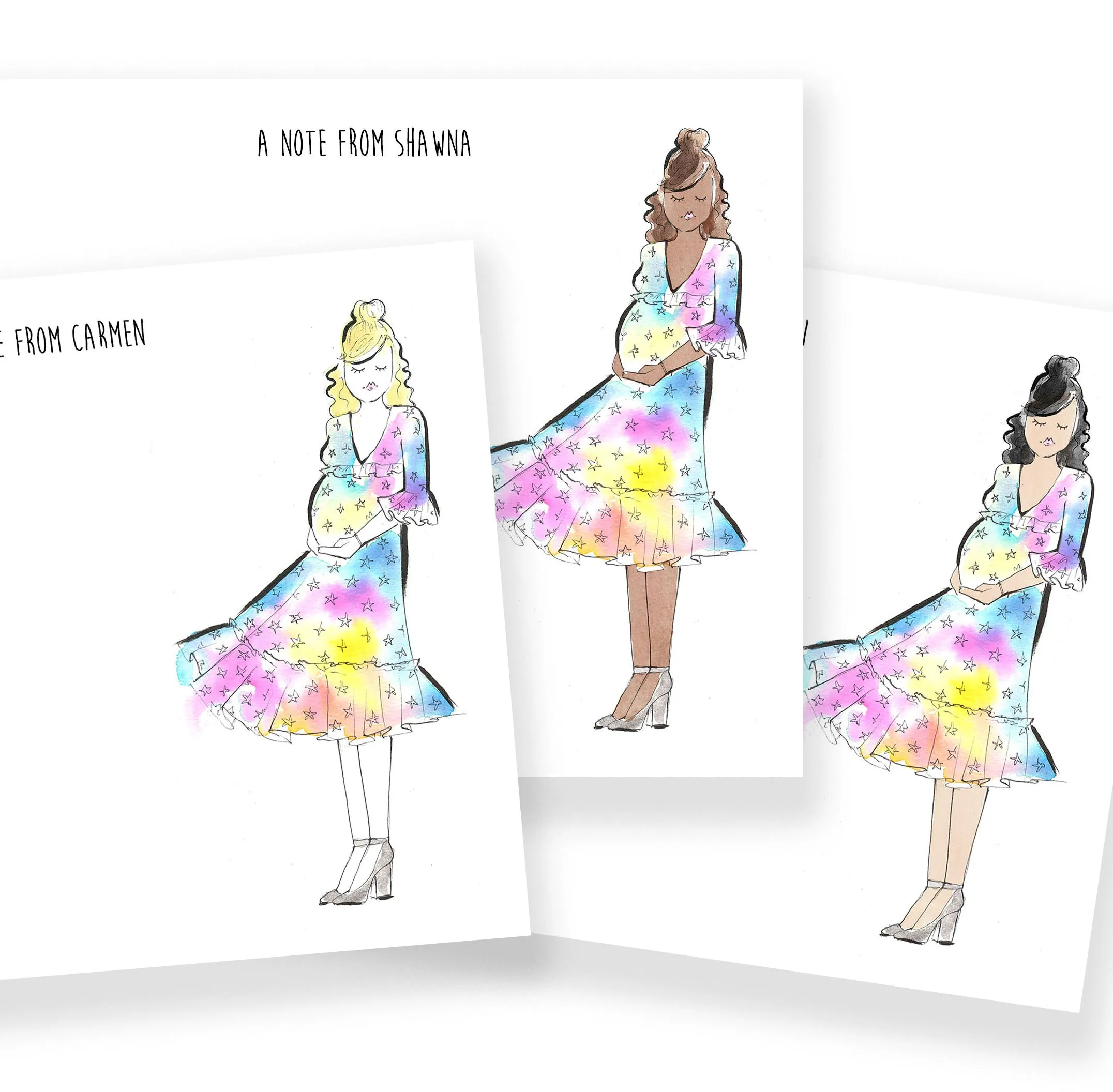 Watercolor Stars Mama Personalized Stationery