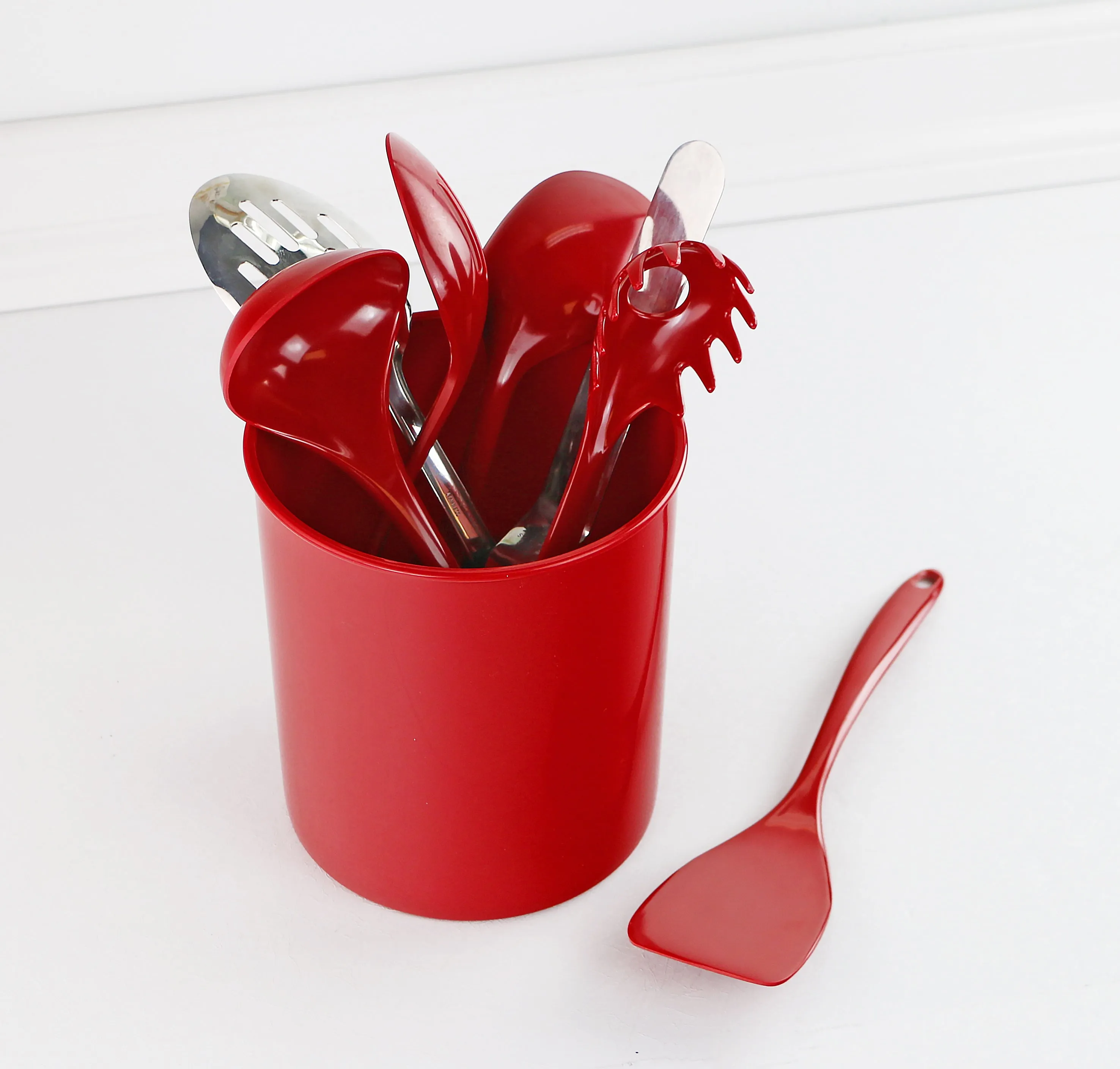 X-Large Plastic Utensil Holder, Red