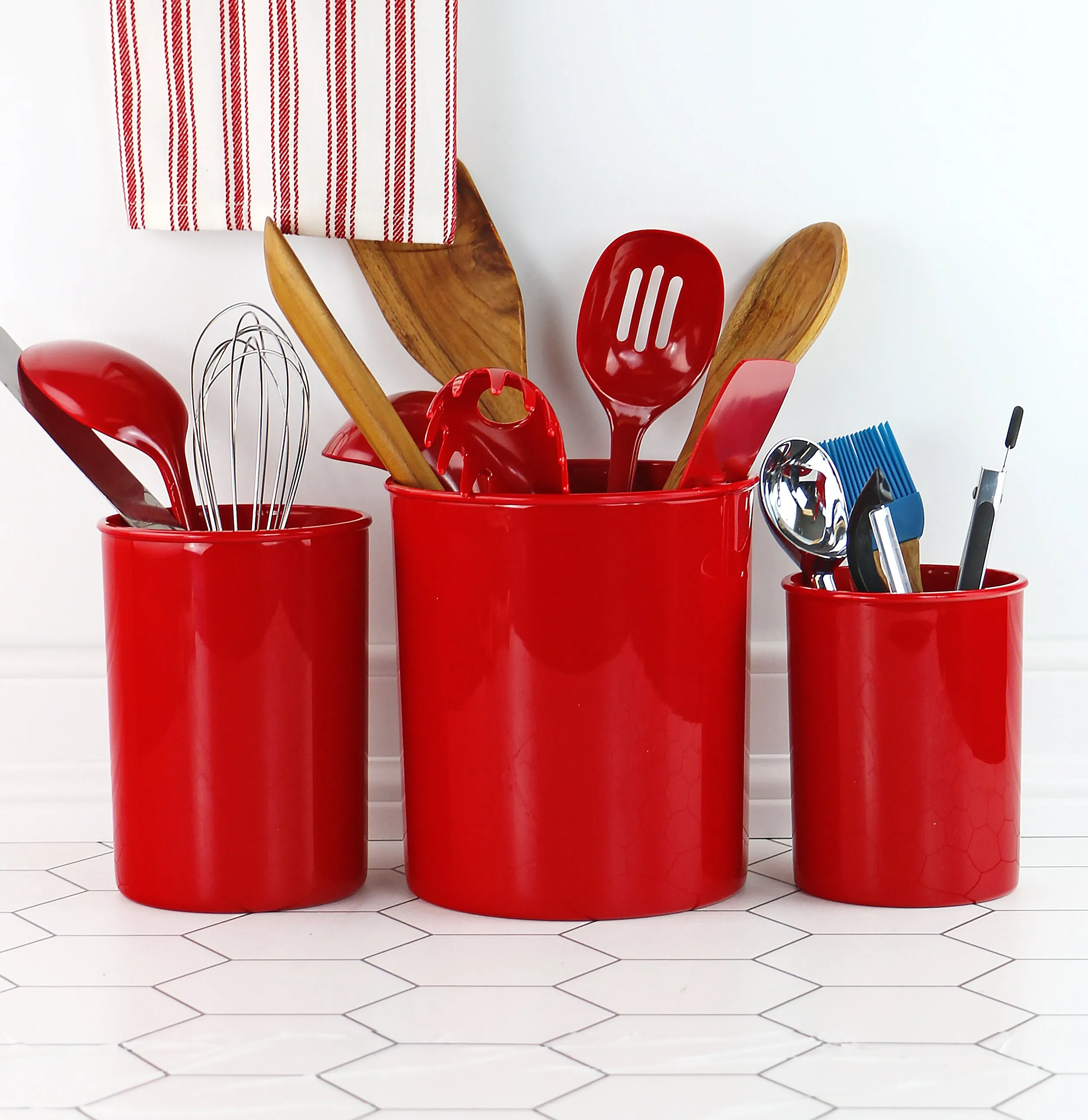 X-Large Plastic Utensil Holder, Red
