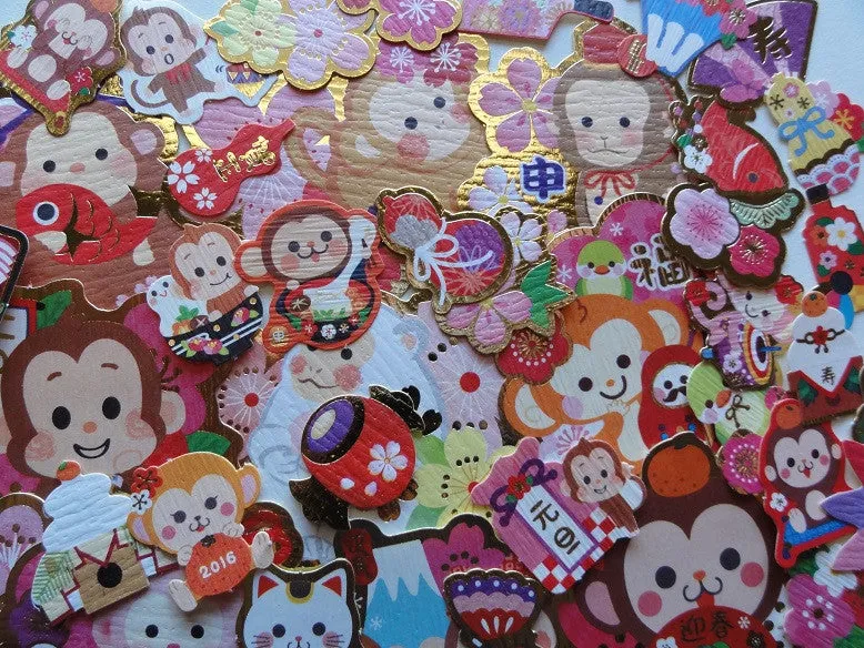 Year of Monkey Japan Washi Flake Stickers